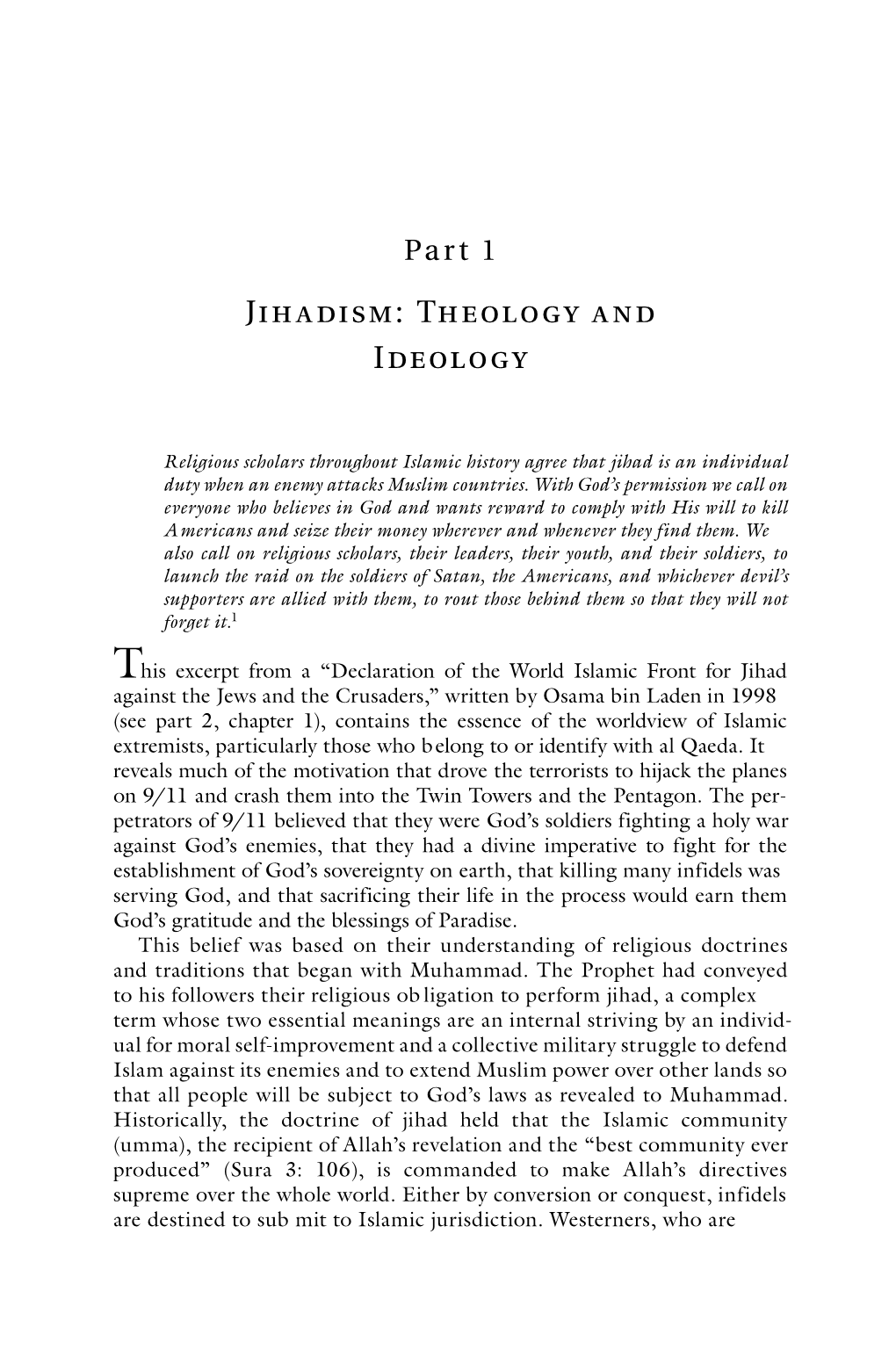 Jihadism: Theology and Ideology