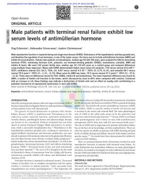 Male Patients with Terminal Renal Failure Exhibit Low Serum Levels of Antimüllerian Hormone Male Healthmale