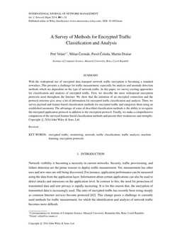 A Survey of Methods for Encrypted Traffic Classification and Analysis 3