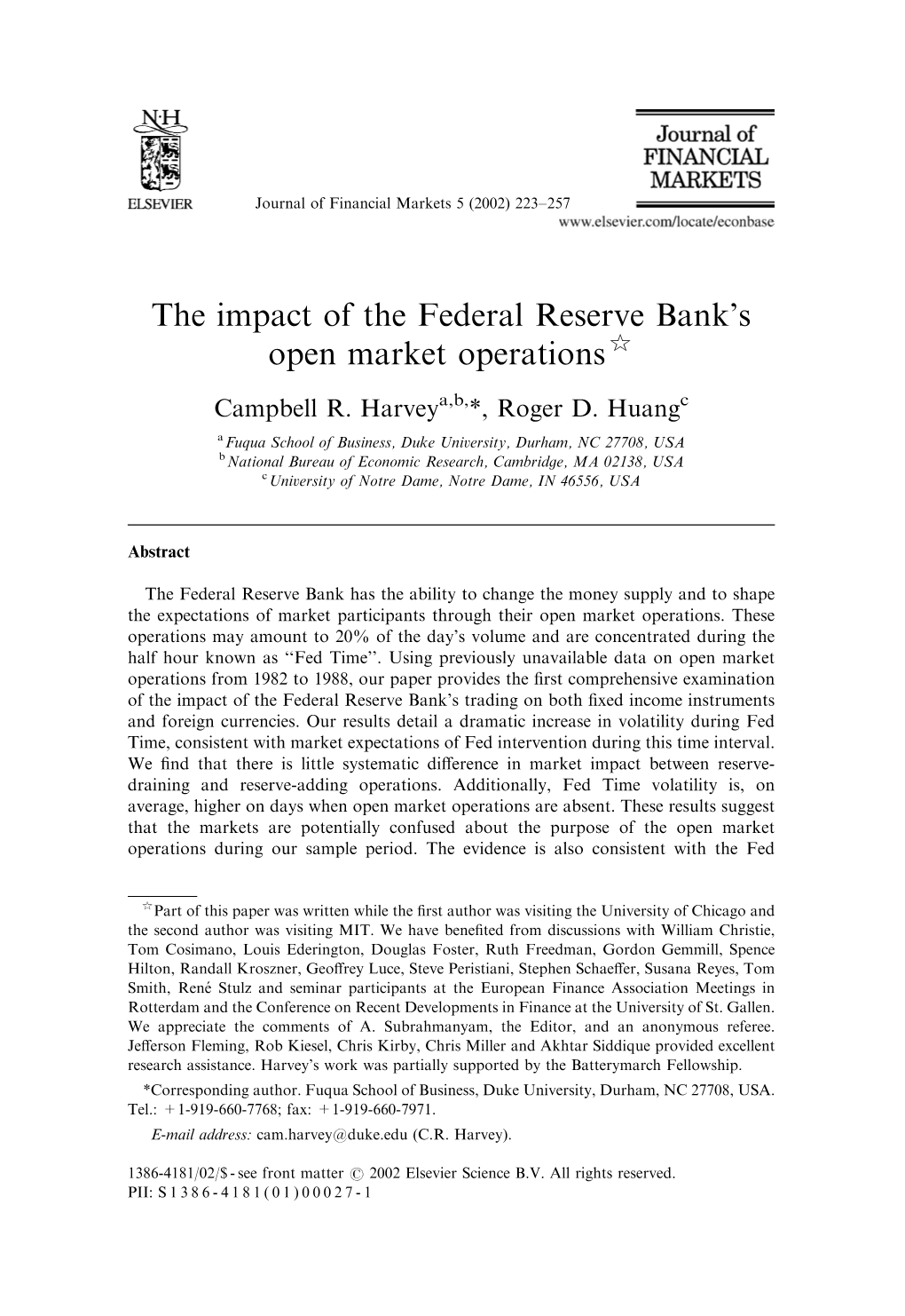 The Impact of the Federal Reserve Bank's Open Market Operations