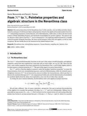 From H∞ to N. Pointwise Properties and Algebraic Structure in The