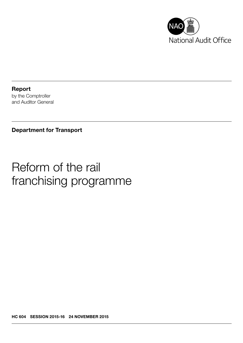 Reform of the Rail Franchising Programme