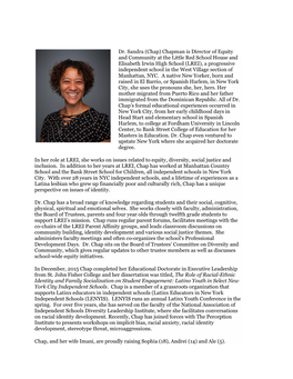 Dr. Sandra (Chap) Chapman Is Director of Equity and Community at the Little Red School House and Elisabeth Irwin High School
