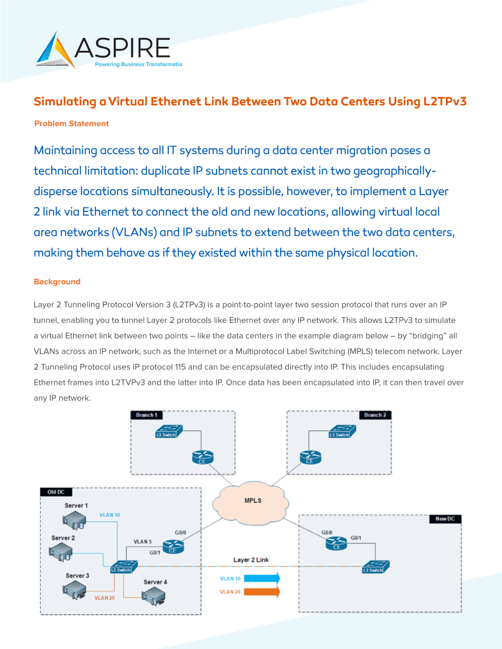Duplicate IP Subnets Cannot Exist in Two Geographically- Disperse Locations Simultaneously