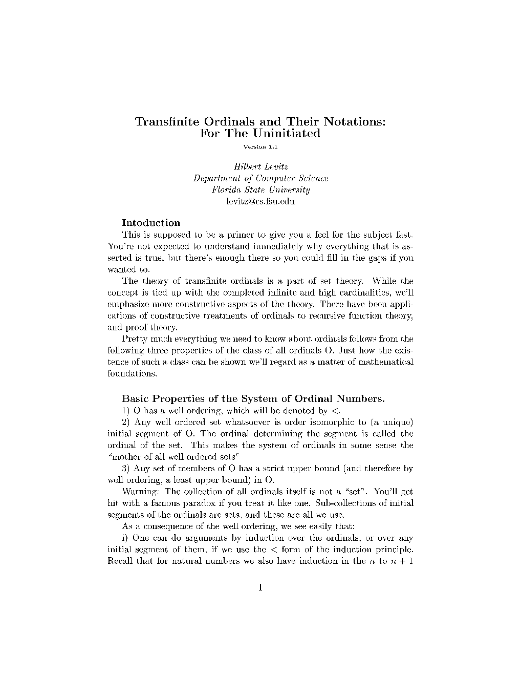 Transfinite Ordinals and Their Notations