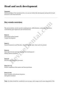 Head and Neck Development