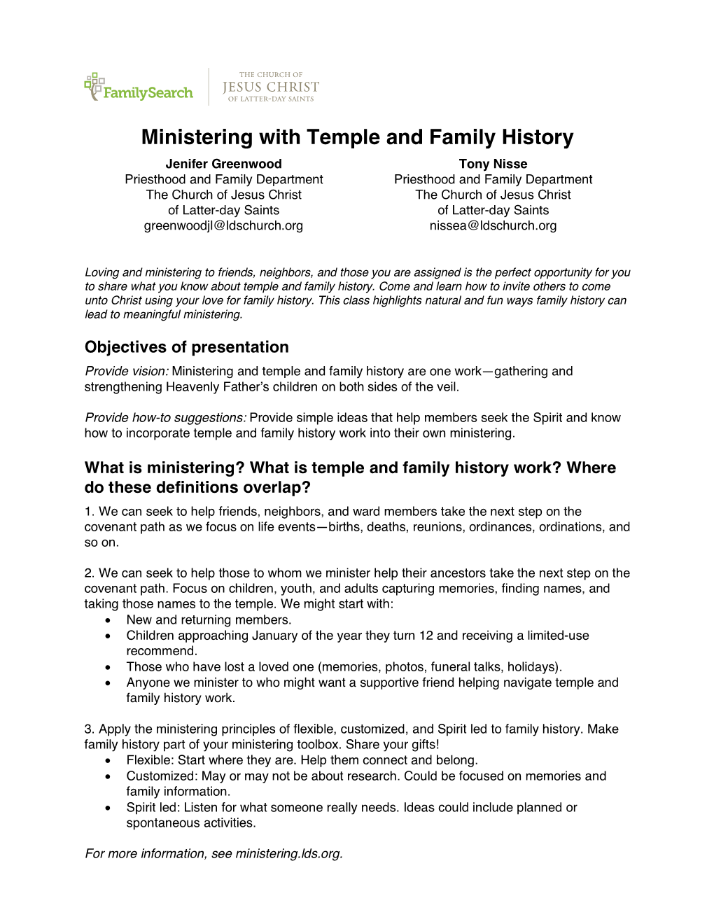 Ministering with Temple and Family History