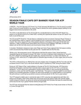 Season Finale Caps Off Banner Year for Atp World Tour