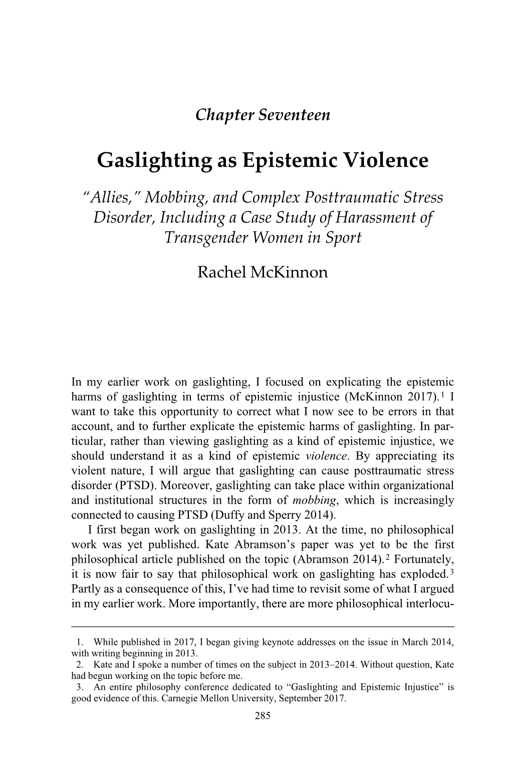 Gaslighting As Epistemic Violence