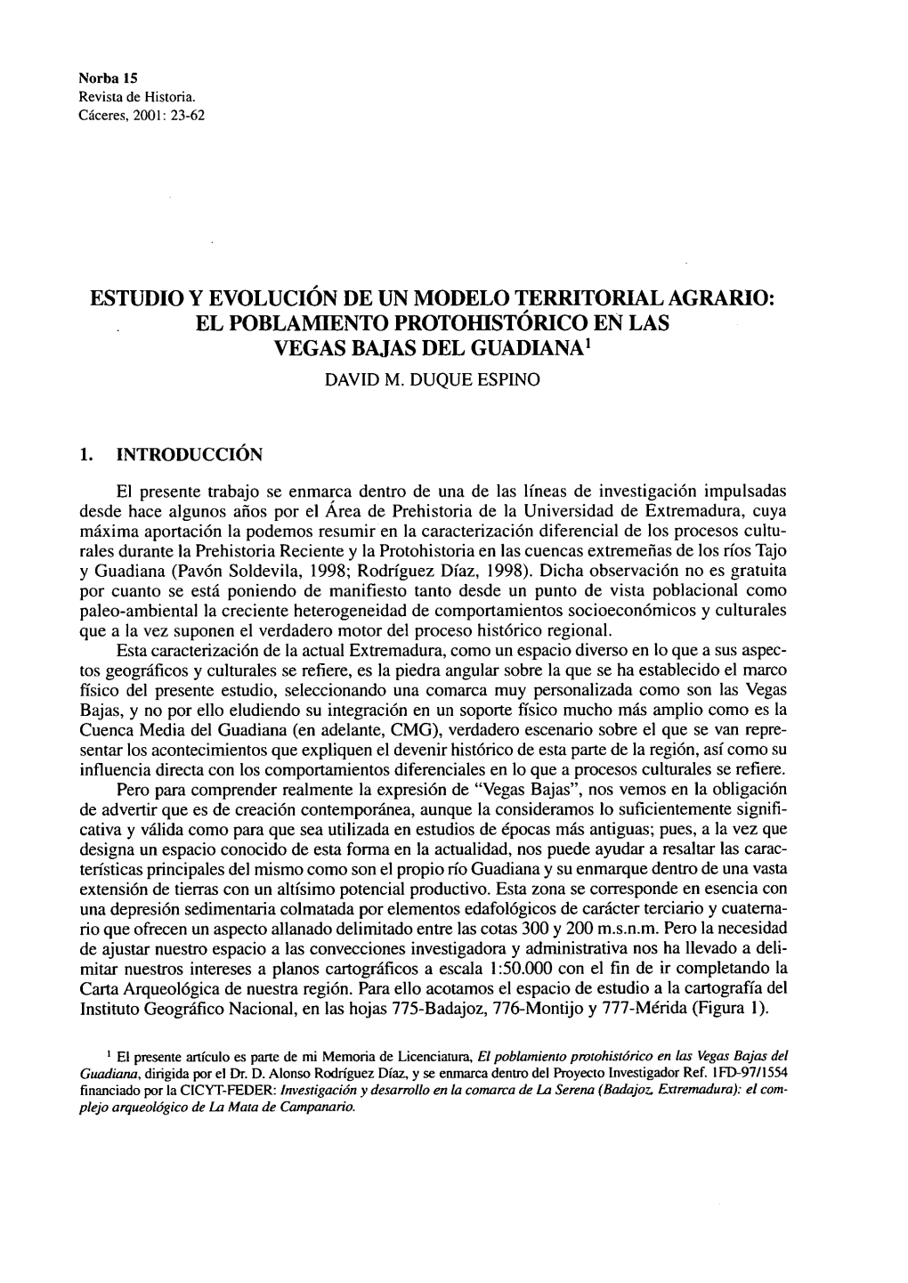 El Poblamliento Protohistórico En Las Vegas Bajas Del Guadiana1 David M