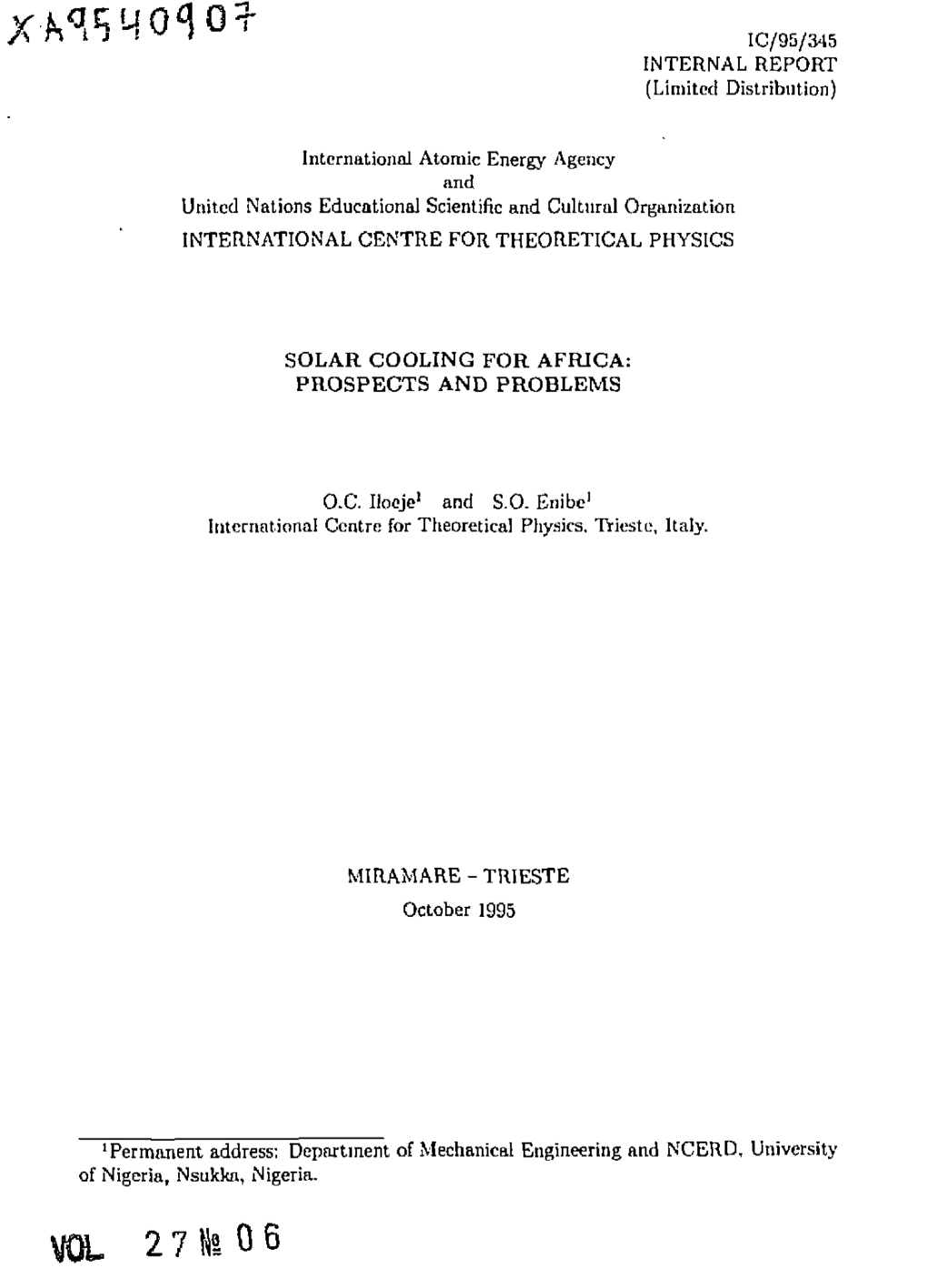 Solar Cooling for Africa: Prospects and Problems