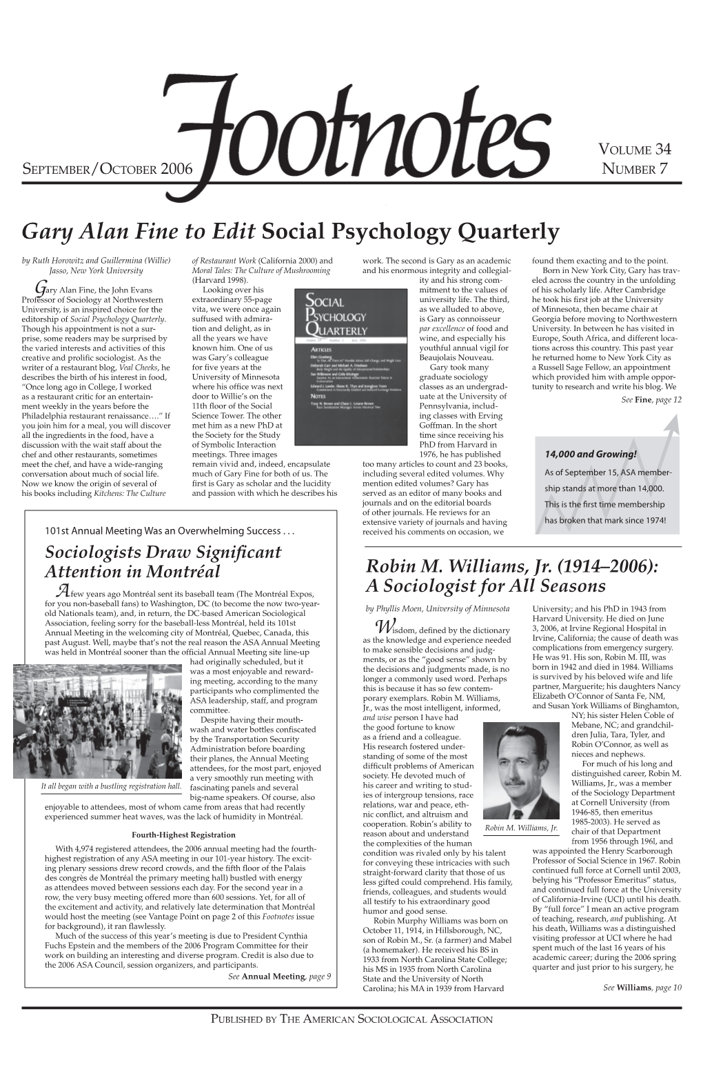 Gary Alan Fine to Edit Social Psychology Quarterly