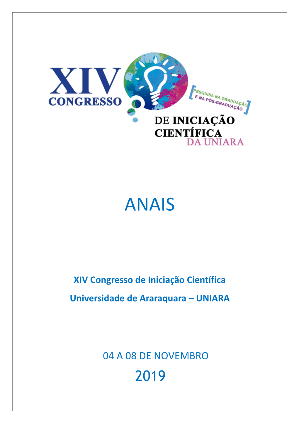 Anais Do XIV Congresso De Iniciação Científica Da