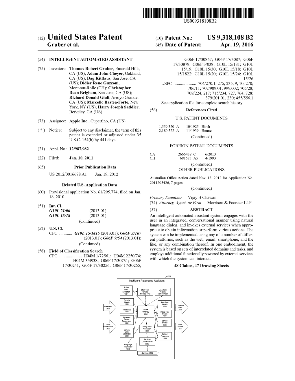 (12) United States Patent (10) Patent No.: US 9,318,108 B2 Gruber Et Al