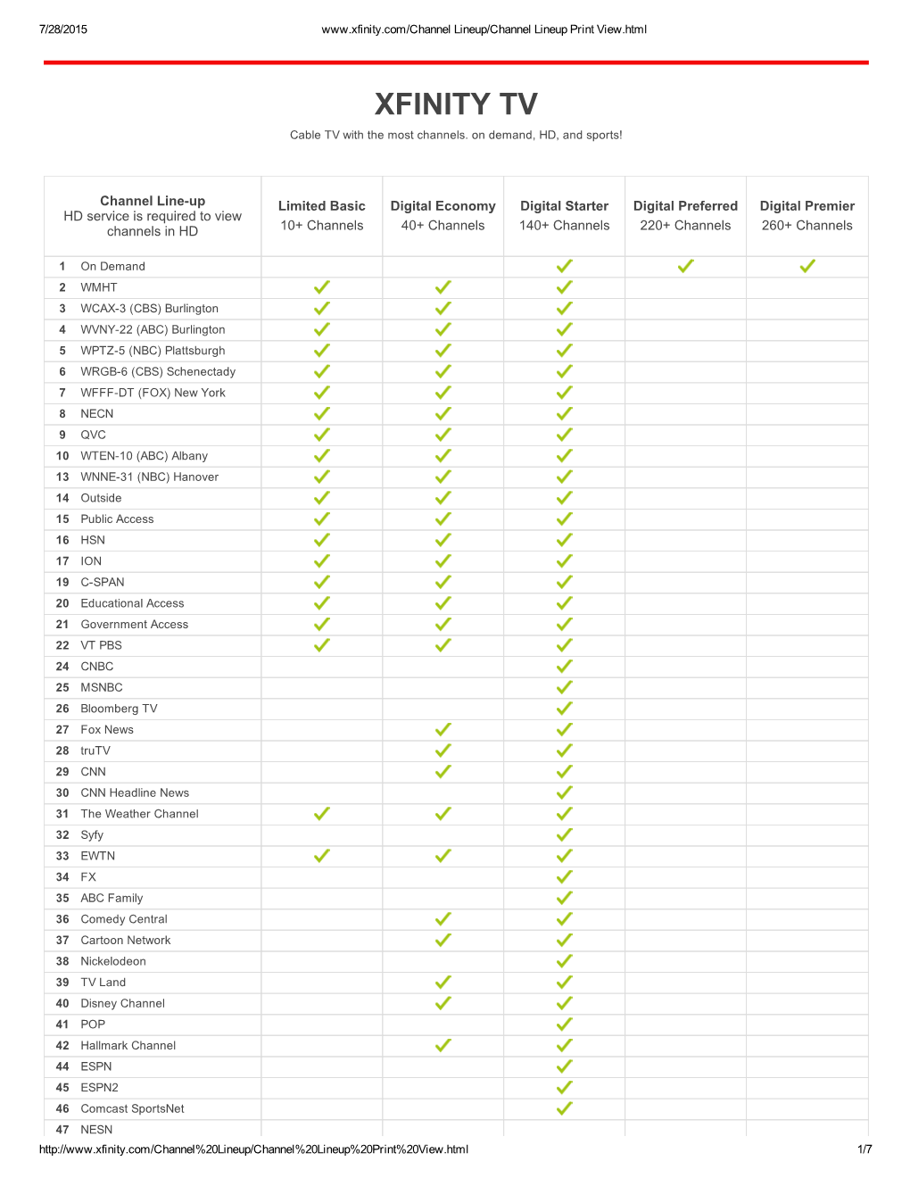 XFINITY TV Cable TV with the Most Channels