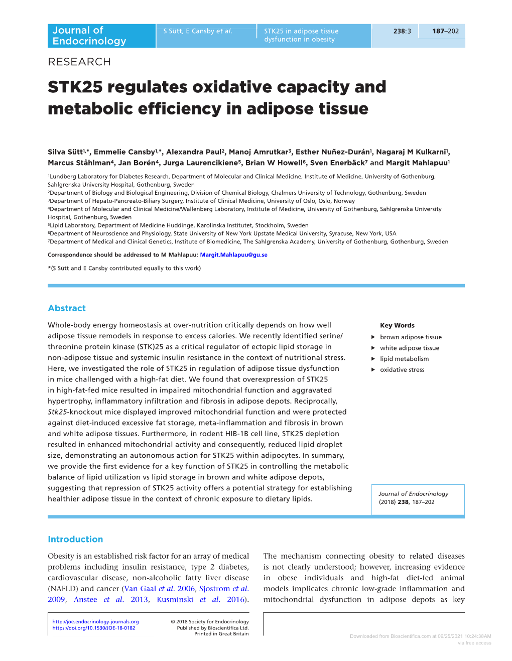 Downloaded from Bioscientifica.Com at 09/25/2021 10:24:38AM Via Free Access