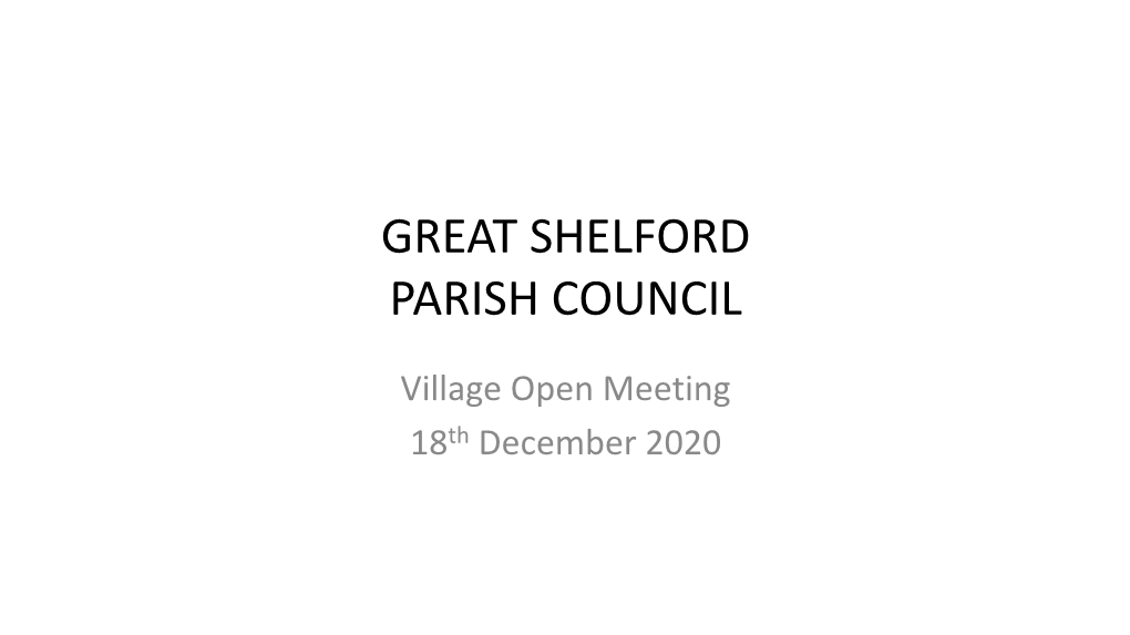 1) Statement from Chair of Great Shelford Parish Council