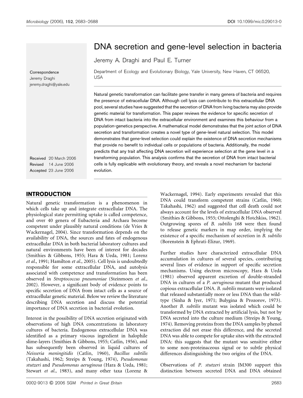 DNA Secretion and Gene-Level Selection in Bacteria