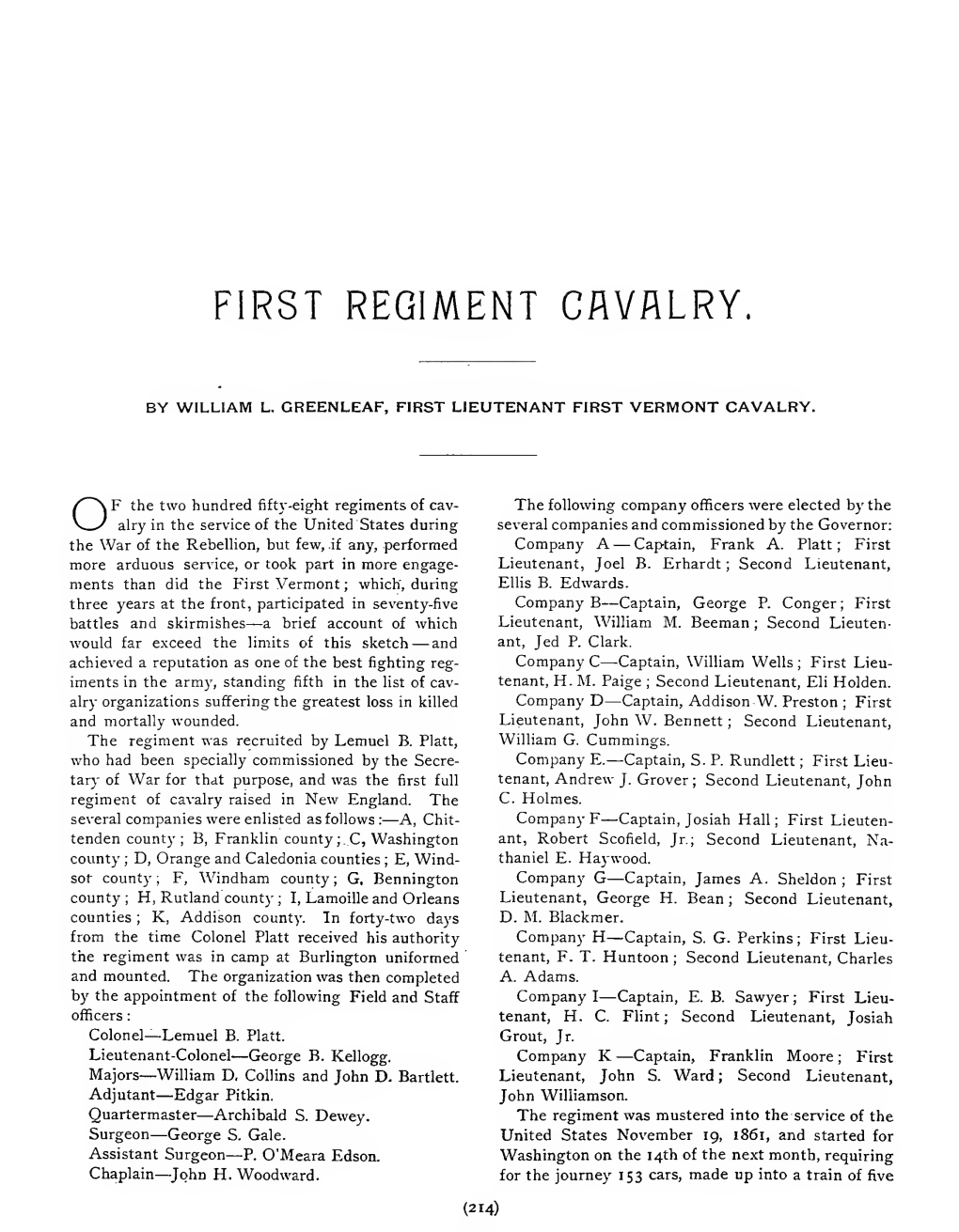 First Regiment Cavalry