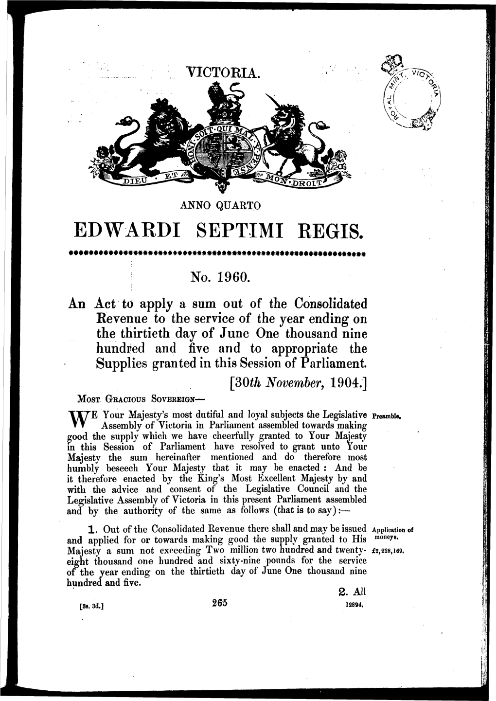 Edwardi Septimi Regis