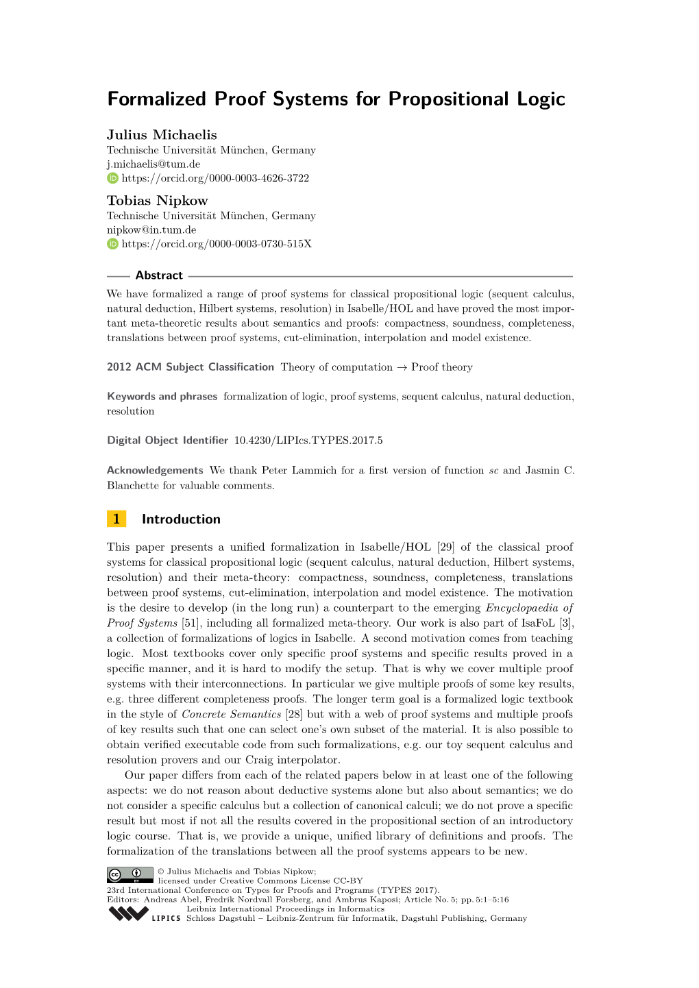 Formalized Proof Systems for Propositional Logic