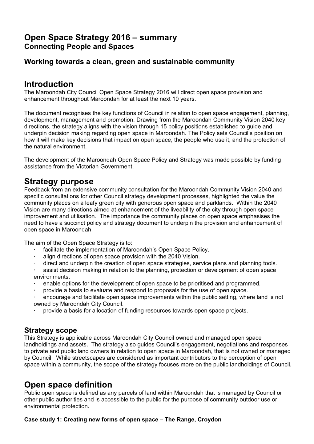 Open Space Strategy 2016 Summary