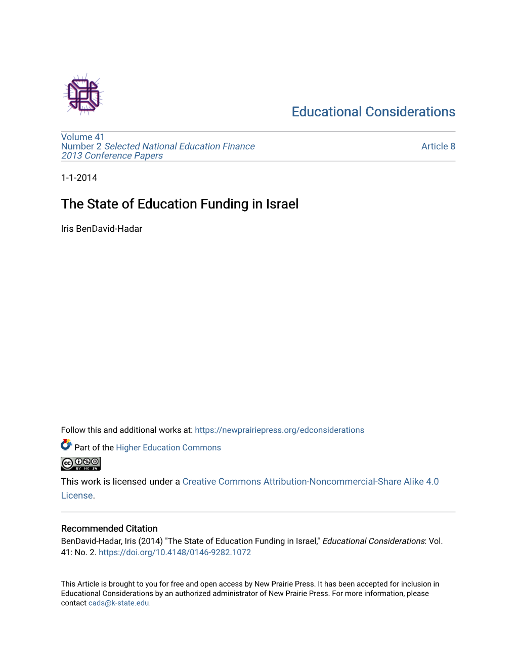 The State of Education Funding in Israel