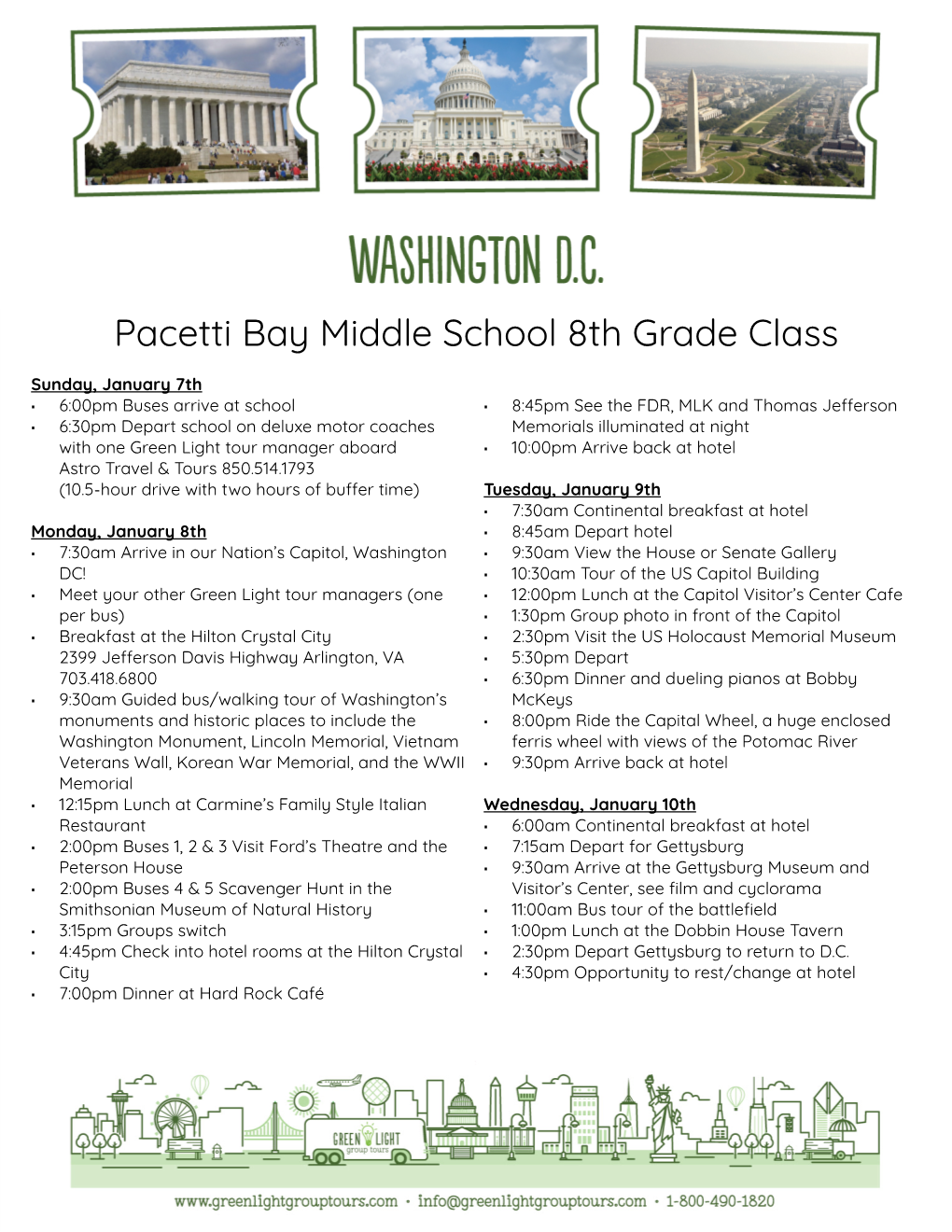 Brochure Copy of Pacetti Bay 8Th Grade to Washington, DC 2018
