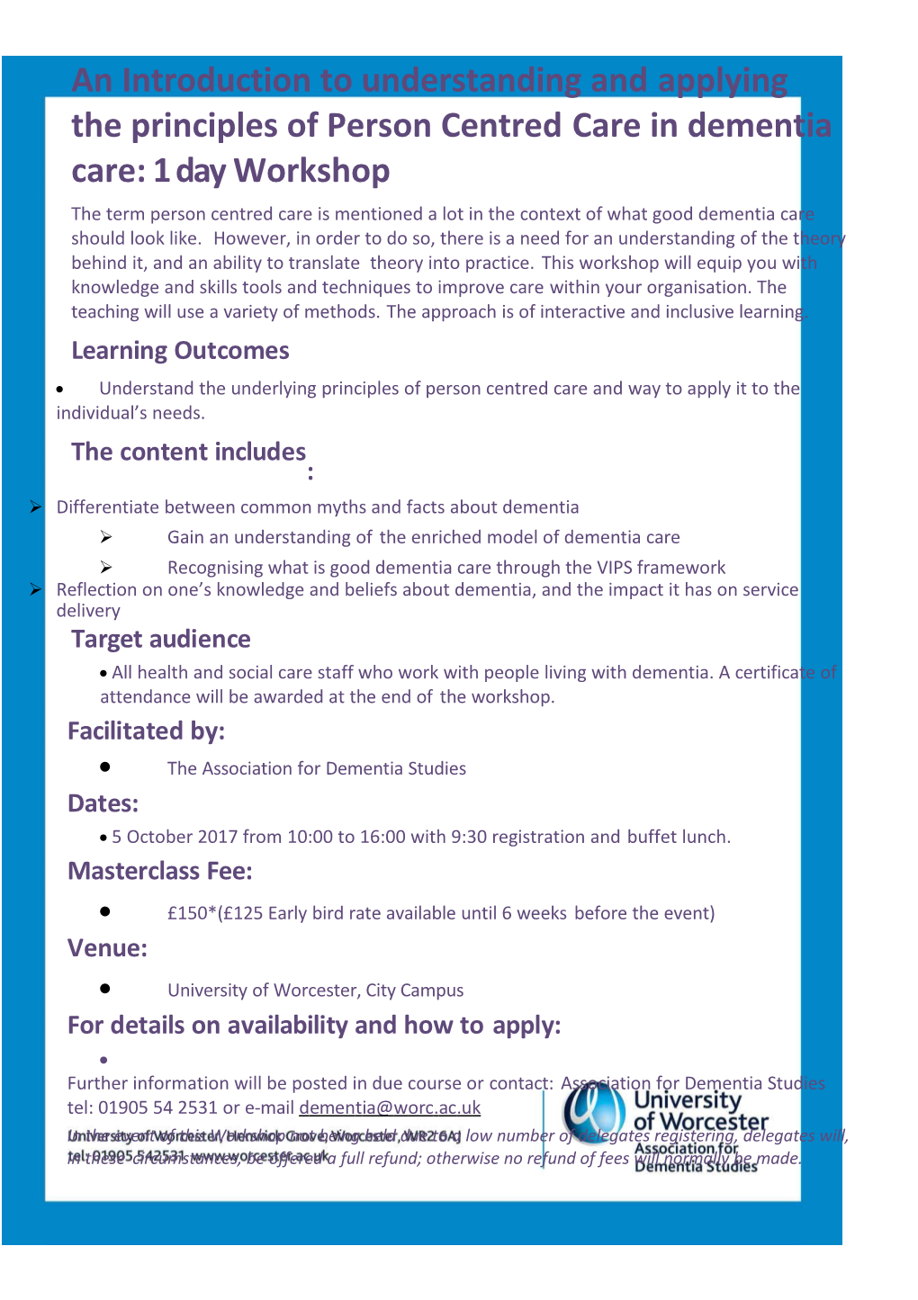 An Introduction to Understanding and Applying the Principles of Person Centred Care In