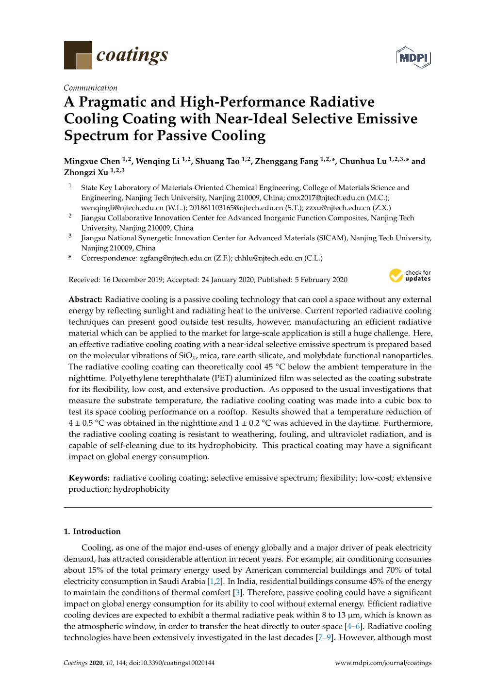 A Pragmatic and High-Performance Radiative Cooling Coating with Near-Ideal Selective Emissive Spectrum for Passive Cooling