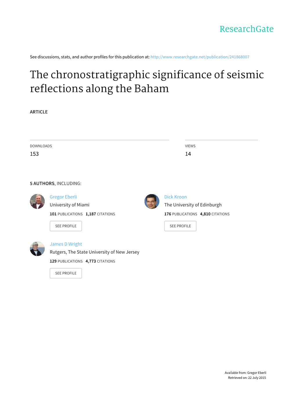 The Chronostratigraphic Significance of Seismic Reflections Along the Baham