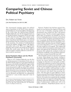 Comparing Soviet and Chinese Political Psychiatry