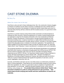 Cast Stone Dilemma