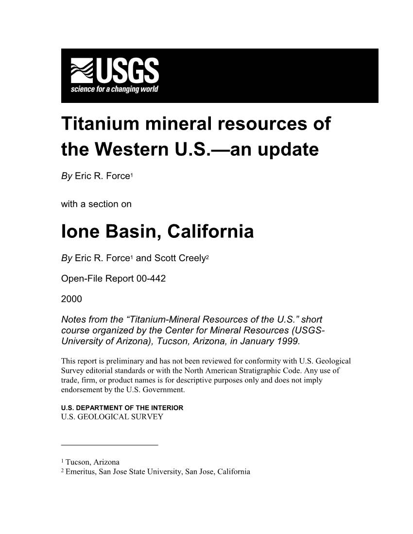 Titanium Mineral Resources of the Western U.S.—An Update