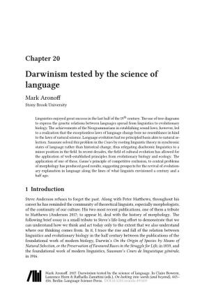 Aronoff, Mark. 2017. Darwinism Tested by the Science of Language. in On