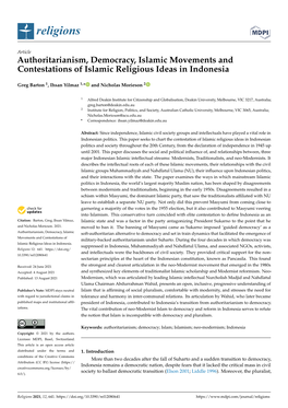 Authoritarianism, Democracy, Islamic Movements and Contestations of Islamic Religious Ideas in Indonesia