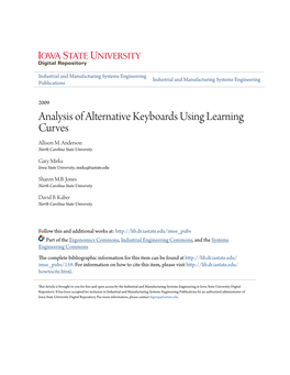 Analysis of Alternative Keyboards Using Learning Curves Allison M