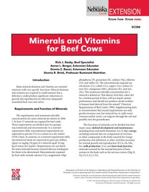 Minerals and Vitamins for Beef Cows