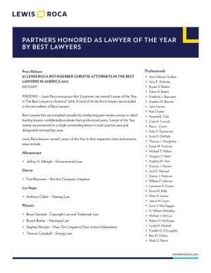 Partners Honored As Lawyer of the Year by Best Lawyers