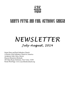 NEWSLETTER July-August, 2014