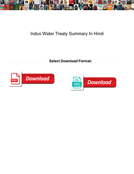 Indus Water Treaty Summary in Hindi