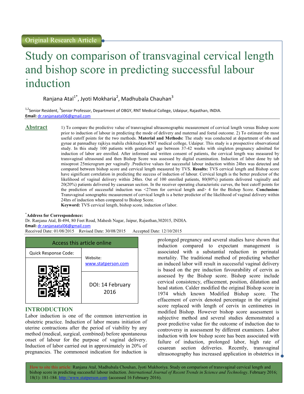 On Comparison of Transvaginal Cervical Length Shop Score in Predicting