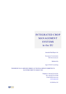 INTEGRATED CROP MANAGEMENT SYSTEMS in the EU
