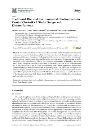 Traditional Diet and Environmental Contaminants in Coastal Chukotka I: Study Design and Dietary Patterns