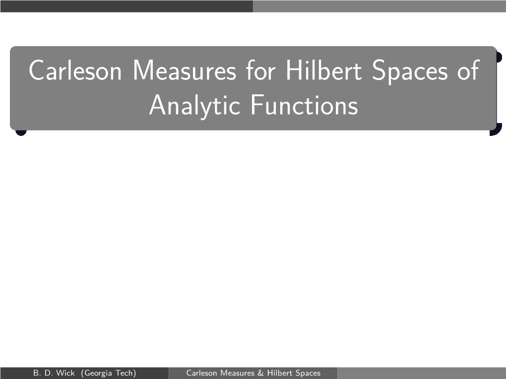 Carleson Measures for Hilbert Spaces of Analytic Functions