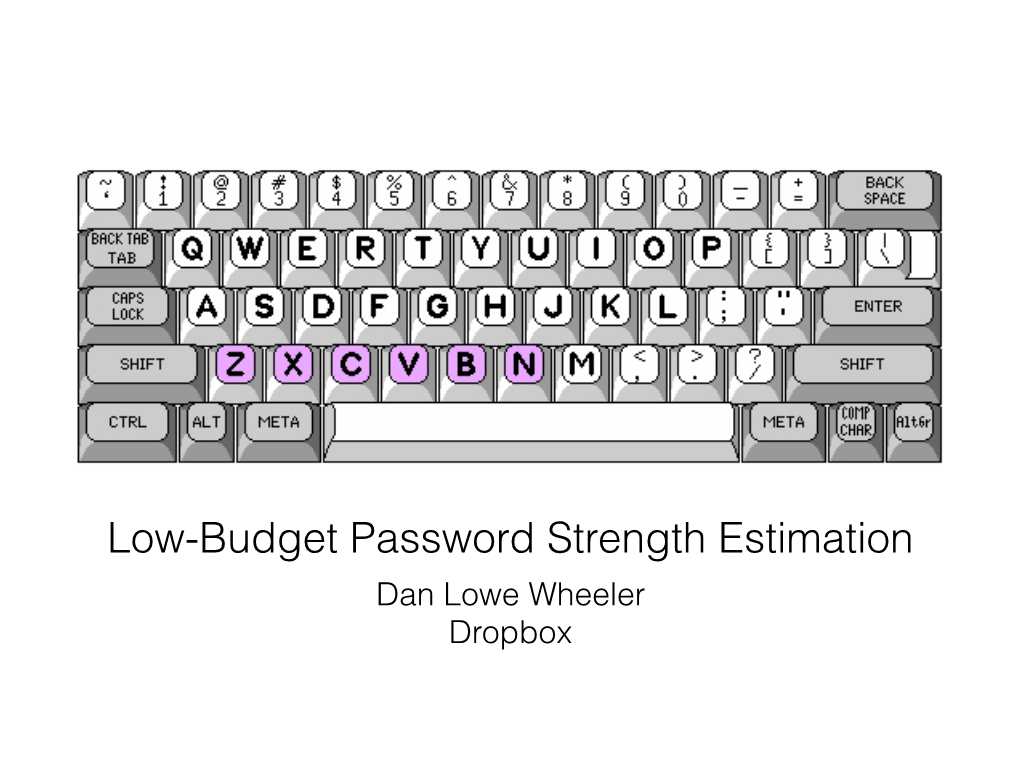 Low-Budget Password Strength Estimation Dan Lowe Wheeler Dropbox