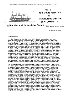 Reprinted From: Glouoestershire Society for Industrial Archaeology Journal for 1987 Pages 2-16