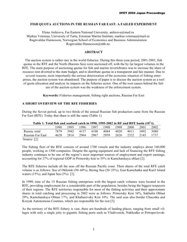 Fish Quota Auctions in the Russian Far East: a Failed Experiment