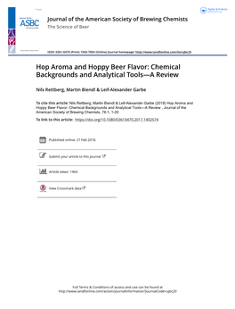Hop Aroma and Hoppy Beer Flavor: Chemical Backgrounds and Analytical Tools—A Review