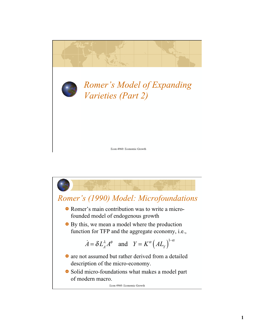Romer's Model of Expanding Varieties (Part 2)